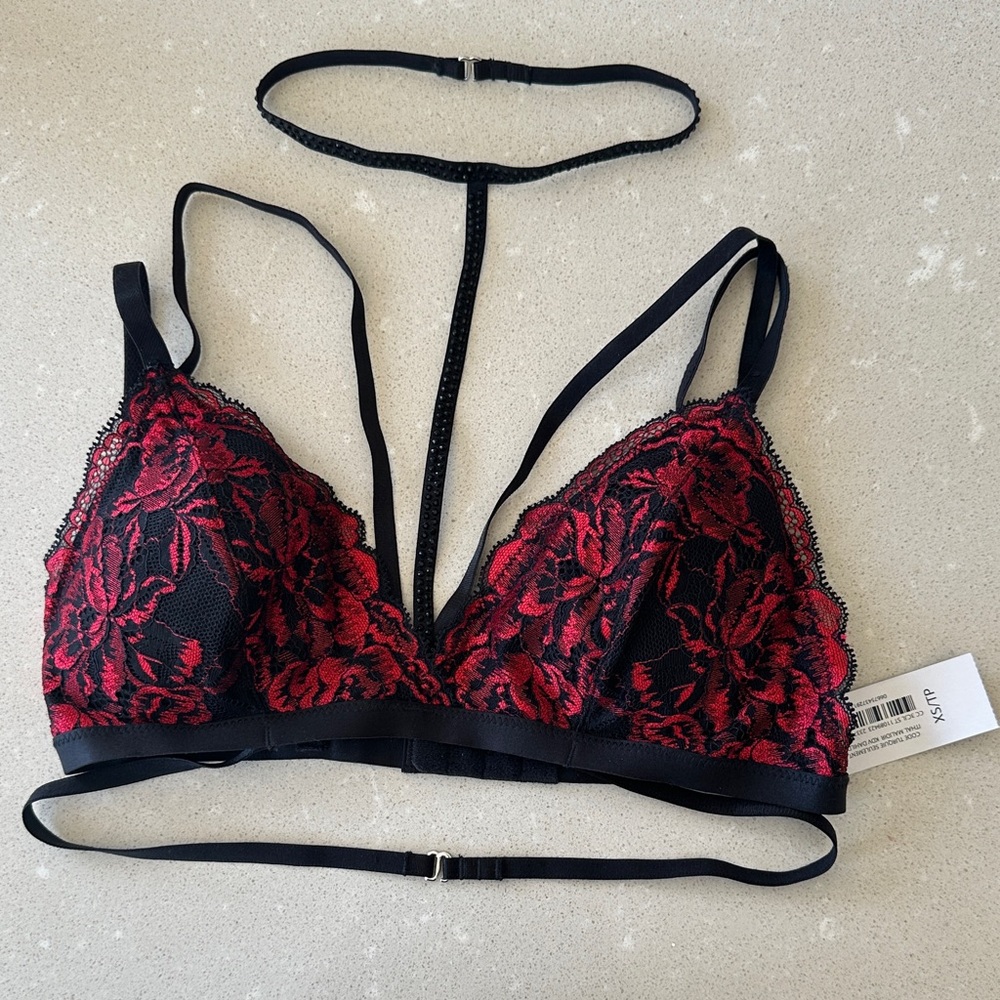 Red and Black Lace Bralette